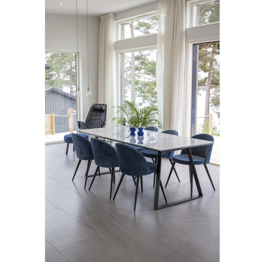 VENTURE DESIGN Spisebordstol i flyel, med armlener - bl velour og metall