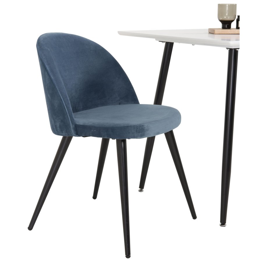 VENTURE DESIGN Spisebordstol i flyel, med armlener - bl velour og metall