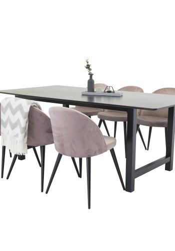 VENTURE DESIGN Spisestol i flyel - stvete rosa velur og metall