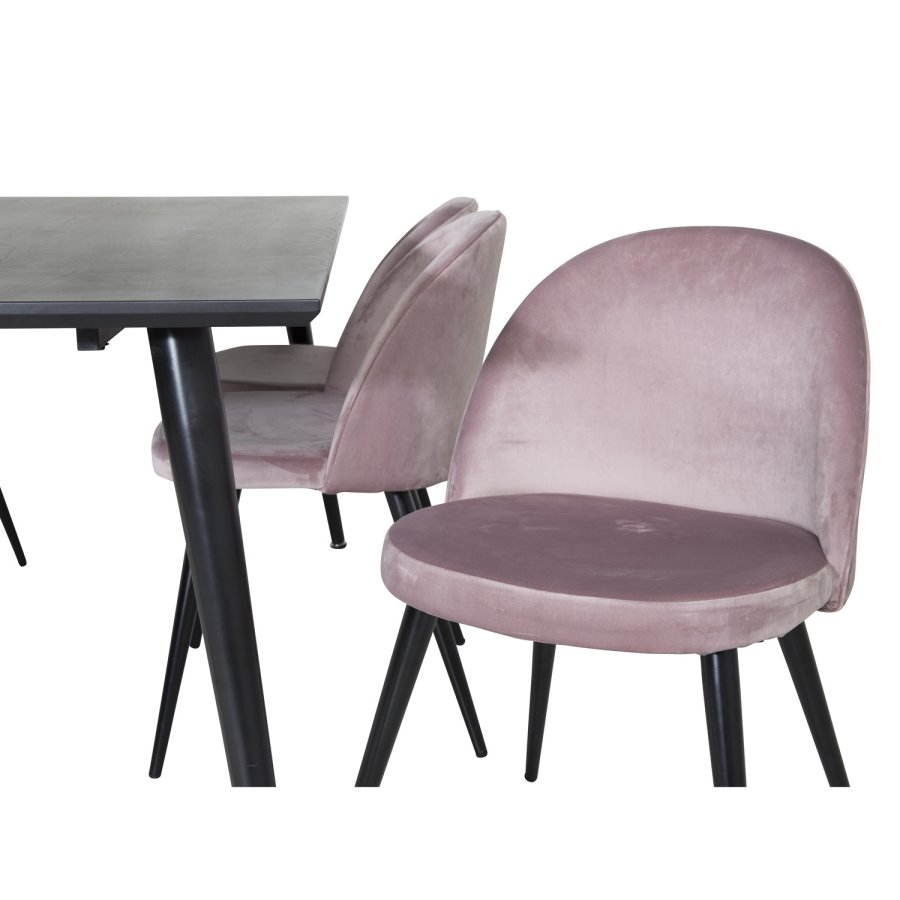 VENTURE DESIGN Spisestol i flyel - stvete rosa velur og metall