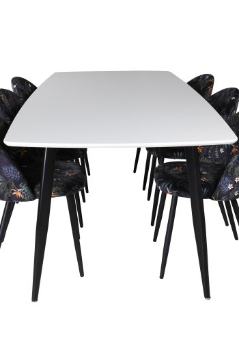 VENTURE DESIGN Spisebordstol i flyel - flerfarget floral polyester og svart metall