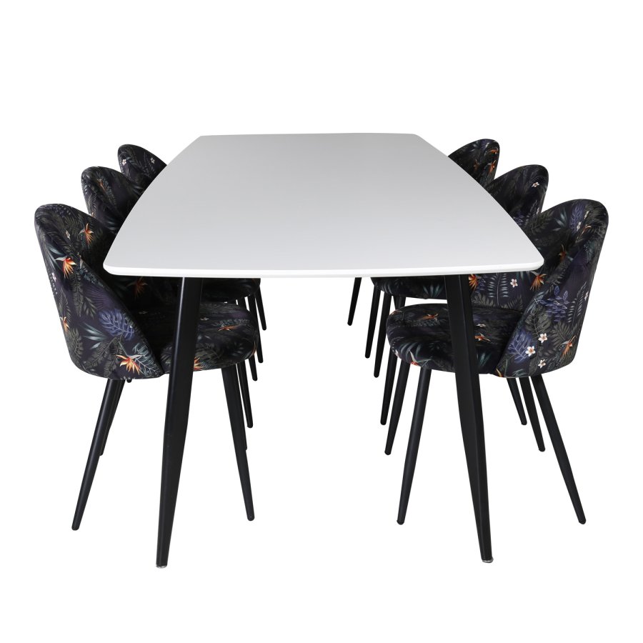 VENTURE DESIGN Spisebordstol i flyel - flerfarget floral polyester og svart metall