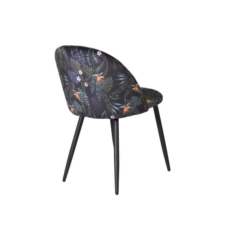 VENTURE DESIGN Spisebordstol i flyel - flerfarget floral polyester og svart metall