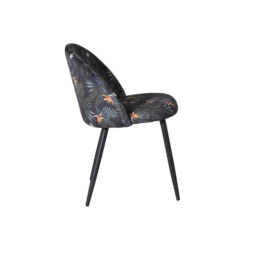 VENTURE DESIGN Spisebordstol i flyel - flerfarget floral polyester og svart metall