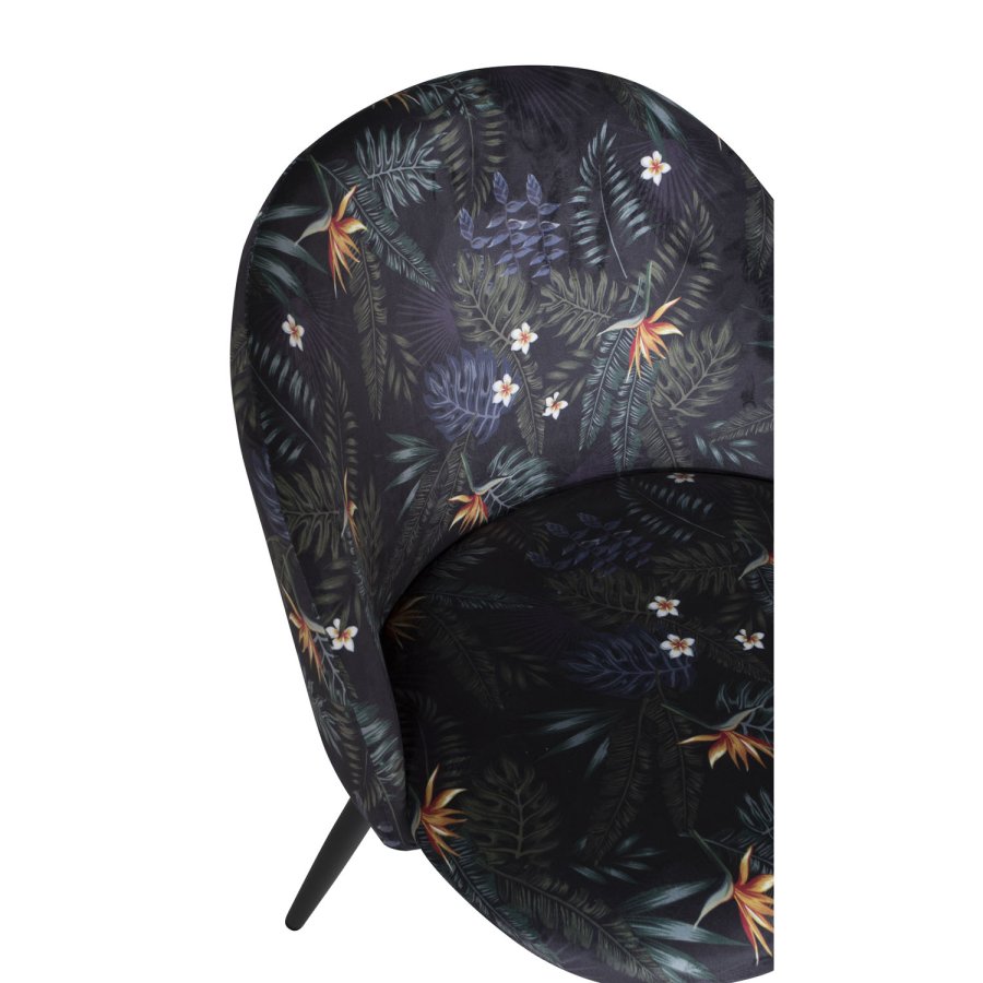 VENTURE DESIGN Spisebordstol i flyel - flerfarget floral polyester og svart metall