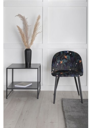 VENTURE DESIGN Spisebordstol i flyel - flerfarget floral polyester og svart metall