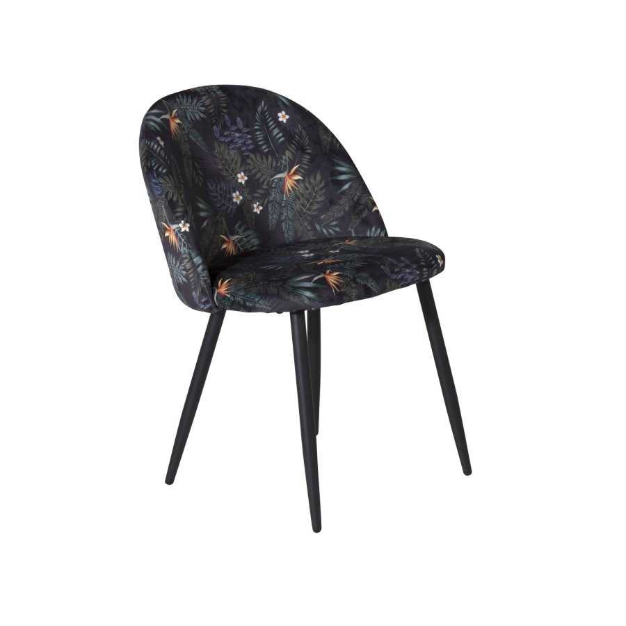VENTURE DESIGN Spisebordstol i flyel - flerfarget floral polyester og svart metall