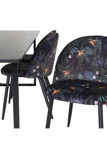 VENTURE DESIGN Spisebordstol i flyel - flerfarget floral polyester og svart metall