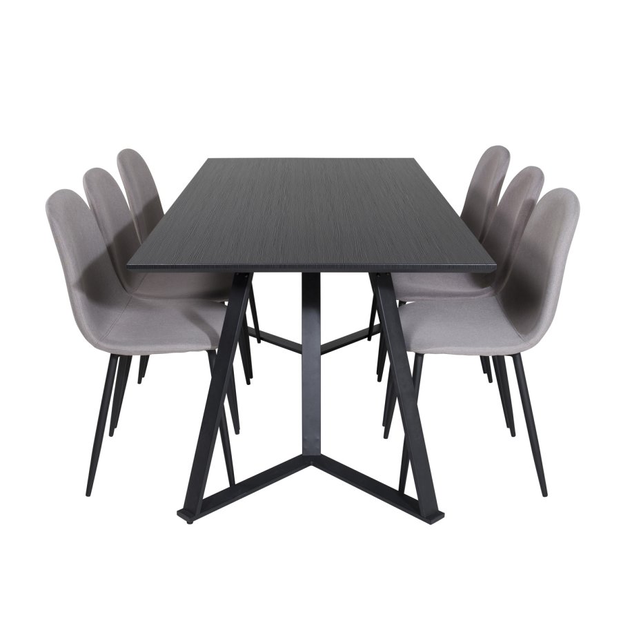 VENTURE DESIGN Marina spisebord - sort MDF og sort metal (180x90) 