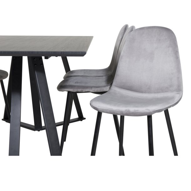 Polar spisebordsstol - gr velour og sort meta