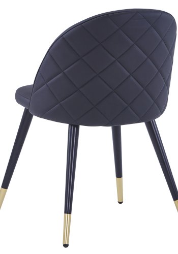 VENTURE DESIGN Spisebordstol i flyel, med armlener - sort PU og sort metall