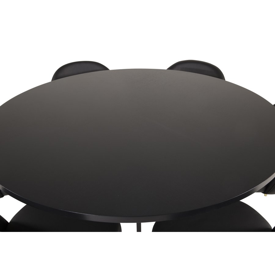 VENTURE DESIGN Spisebordstol i flyel, med armlener - sort PU og sort metall