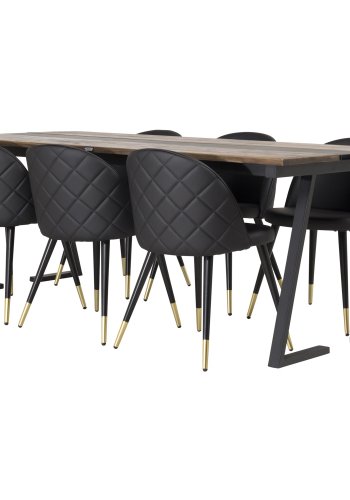 VENTURE DESIGN Spisebordstol i flyel, med armlener - sort PU og sort metall