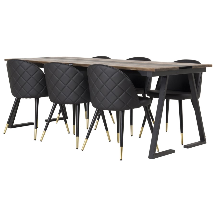 VENTURE DESIGN Spisebordstol i flyel, med armlener - sort PU og sort metall