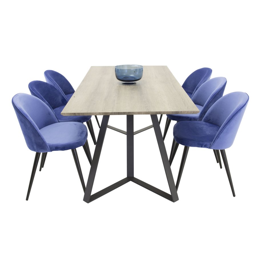 VENTURE DESIGN Marina spisebord - gr papir MDF og sort metal (180x90)