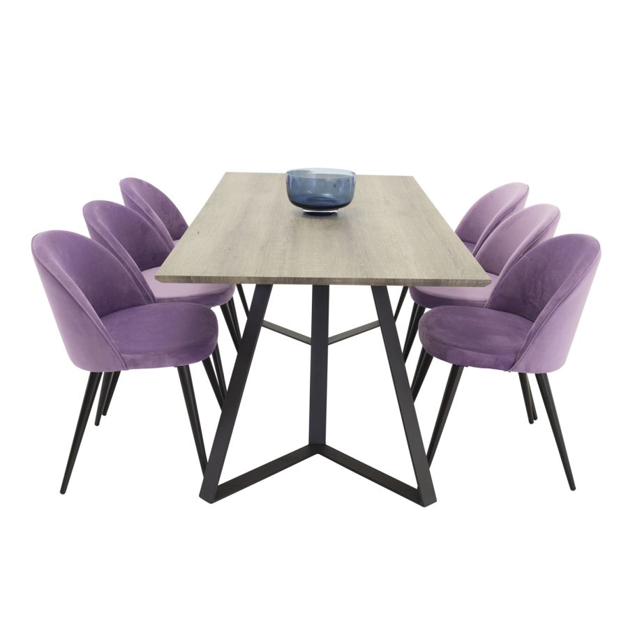 VENTURE DESIGN Marina spisebord - gr papir MDF og sort metal (180x90)