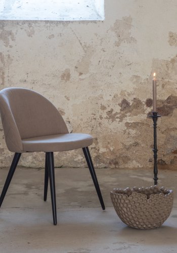VENTURE DESIGN Velvet Stitches spisestuestol - beige polyester lin og sort stl