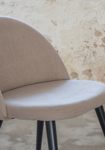 VENTURE DESIGN Velvet Stitches spisestuestol - beige polyester lin og sort stl