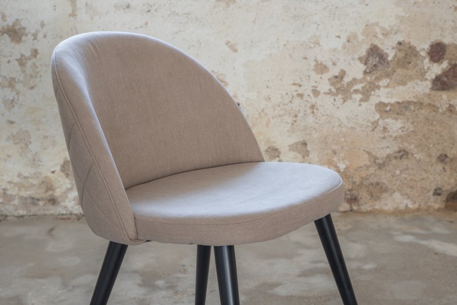 VENTURE DESIGN Velvet Stitches spisestuestol - beige polyester lin og sort stl