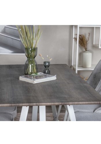 VENTURE DESIGN Marina spisebord - gr MDF og hvid metal (180x90) 