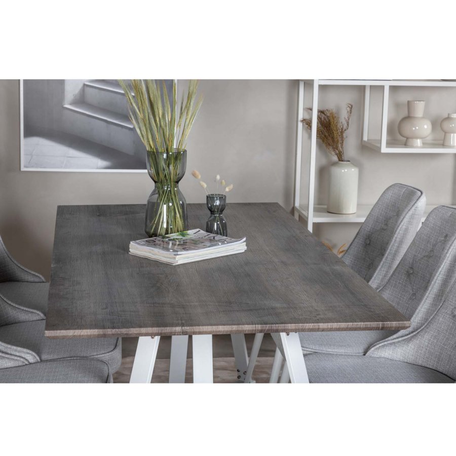 VENTURE DESIGN Marina spisebord - gr MDF og hvid metal (180x90) 