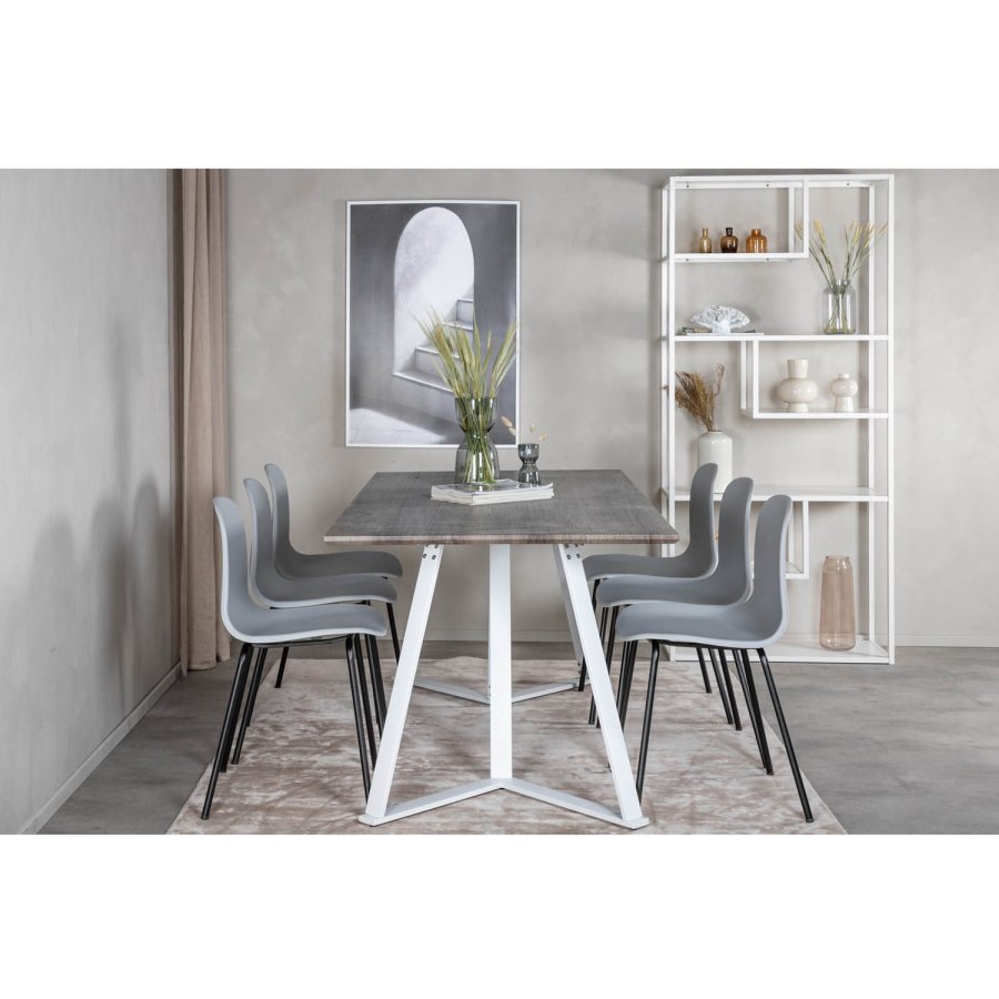 VENTURE DESIGN Marina spisebord - gr MDF og hvid metal (180x90) 