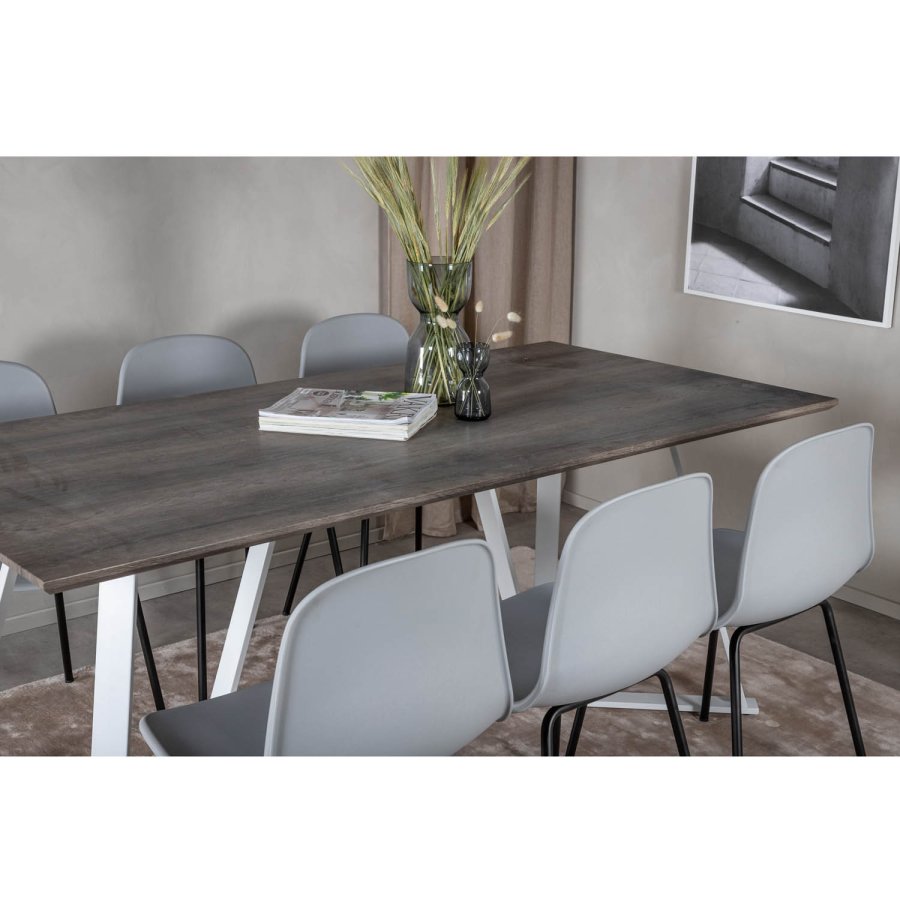 VENTURE DESIGN Marina spisebord - gr MDF og hvid metal (180x90) 