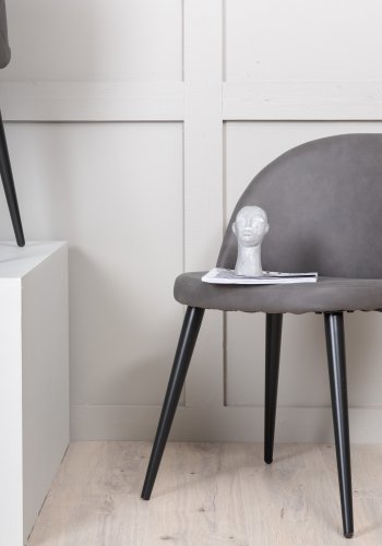 VENTURE DESIGN Velvet Stitches spisebordstol - gr mikrofiber/polyester lin og svart stl