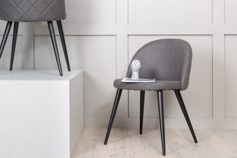 VENTURE DESIGN Velvet Stitches spisebordstol - gr mikrofiber/polyester lin og svart stl