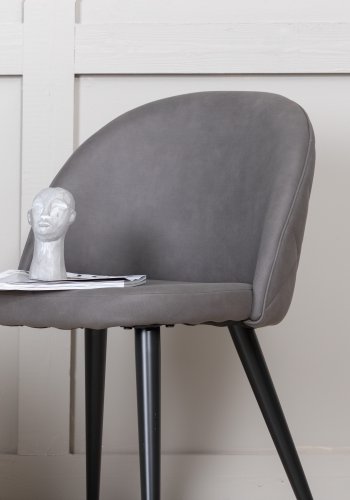 VENTURE DESIGN Velvet Stitches spisebordstol - gr mikrofiber/polyester lin og svart stl