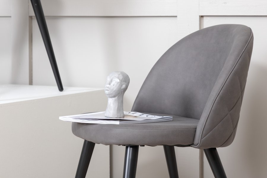 VENTURE DESIGN Velvet Stitches spisebordstol - gr mikrofiber/polyester lin og svart stl