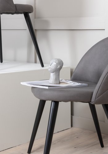 VENTURE DESIGN Velvet Stitches spisebordstol - gr mikrofiber/polyester lin og svart stl