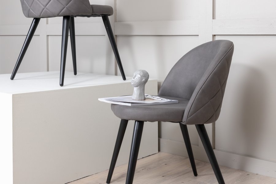 VENTURE DESIGN Velvet Stitches spisebordstol - gr mikrofiber/polyester lin og svart stl