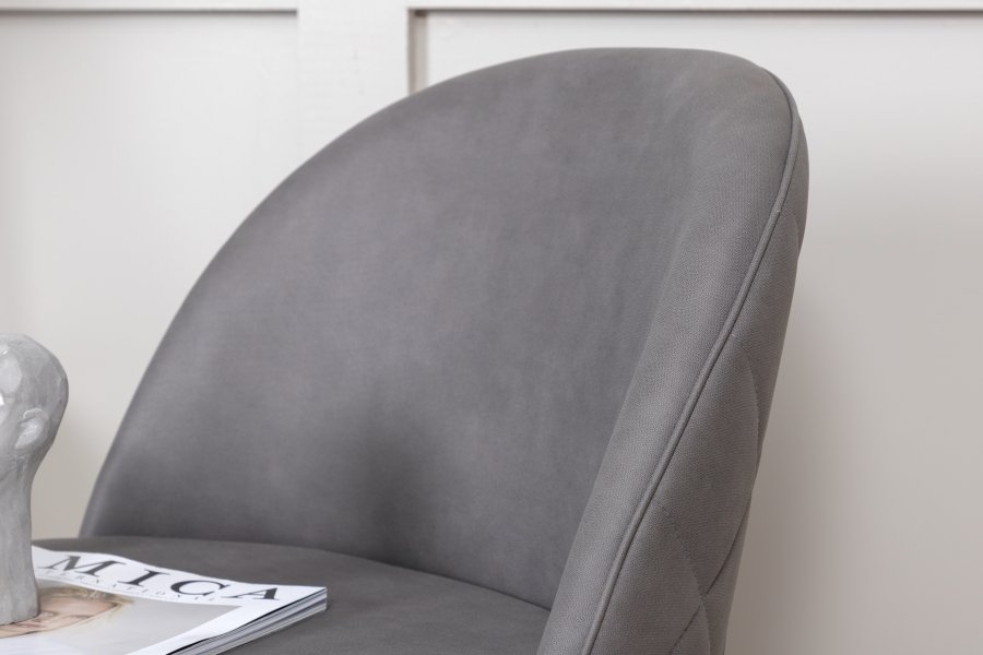 VENTURE DESIGN Velvet Stitches spisebordstol - gr mikrofiber/polyester lin og svart stl