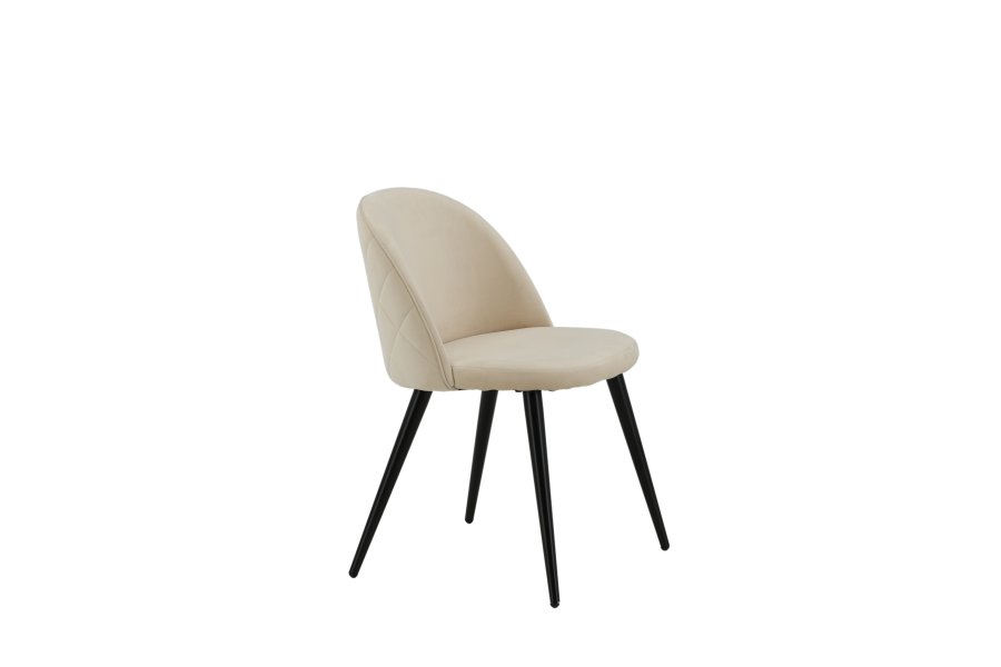 VENTURE DESIGN Velvet Stitches spisestuestol - beige flyel/polyester lin og svart stl