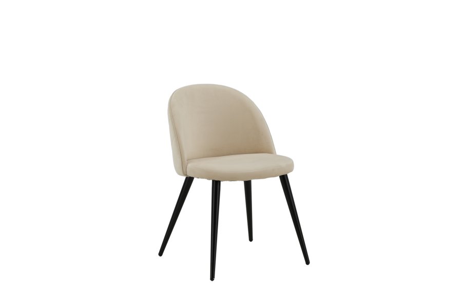 VENTURE DESIGN Velvet Stitches spisestuestol - beige flyel/polyester lin og svart stl