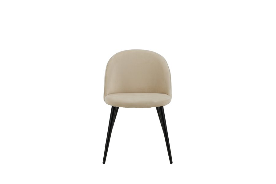 VENTURE DESIGN Velvet Stitches spisestuestol - beige flyel/polyester lin og svart stl