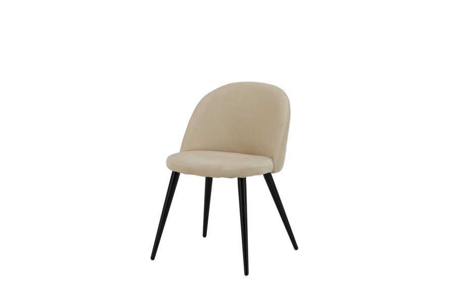 VENTURE DESIGN Velvet Stitches spisestuestol - beige flyel/polyester lin og svart stl