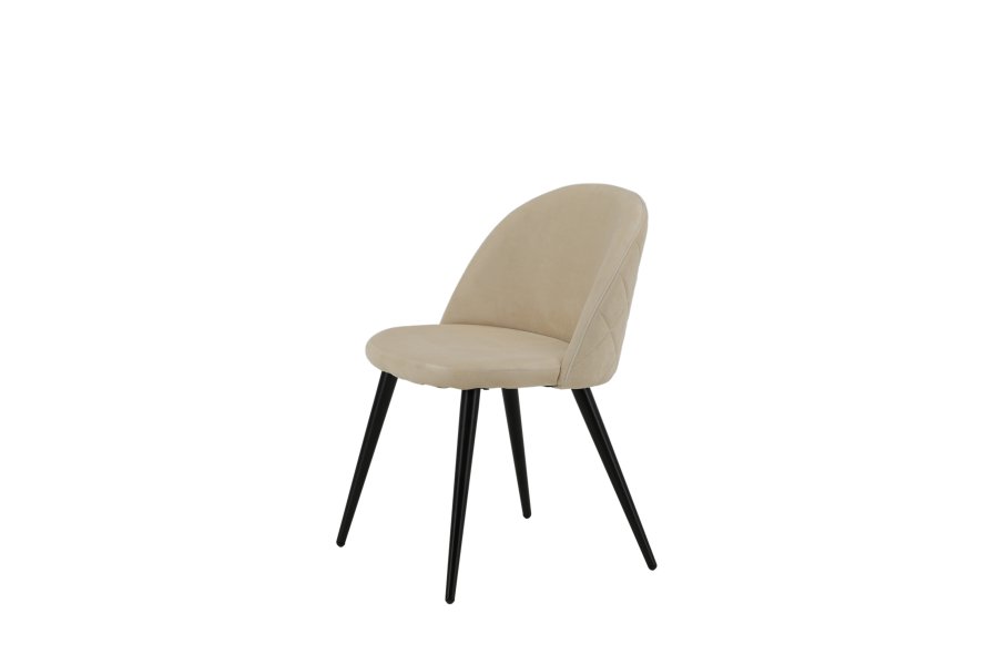 VENTURE DESIGN Velvet Stitches spisestuestol - beige flyel/polyester lin og svart stl