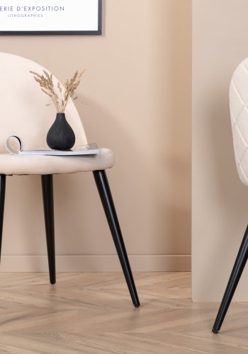 VENTURE DESIGN Velvet Stitches spisestuestol - beige flyel/polyester lin og svart stl