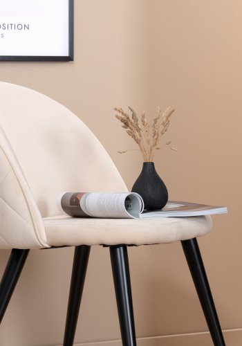 VENTURE DESIGN Velvet Stitches spisestuestol - beige flyel/polyester lin og svart stl