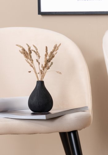 VENTURE DESIGN Velvet Stitches spisestuestol - beige flyel/polyester lin og svart stl