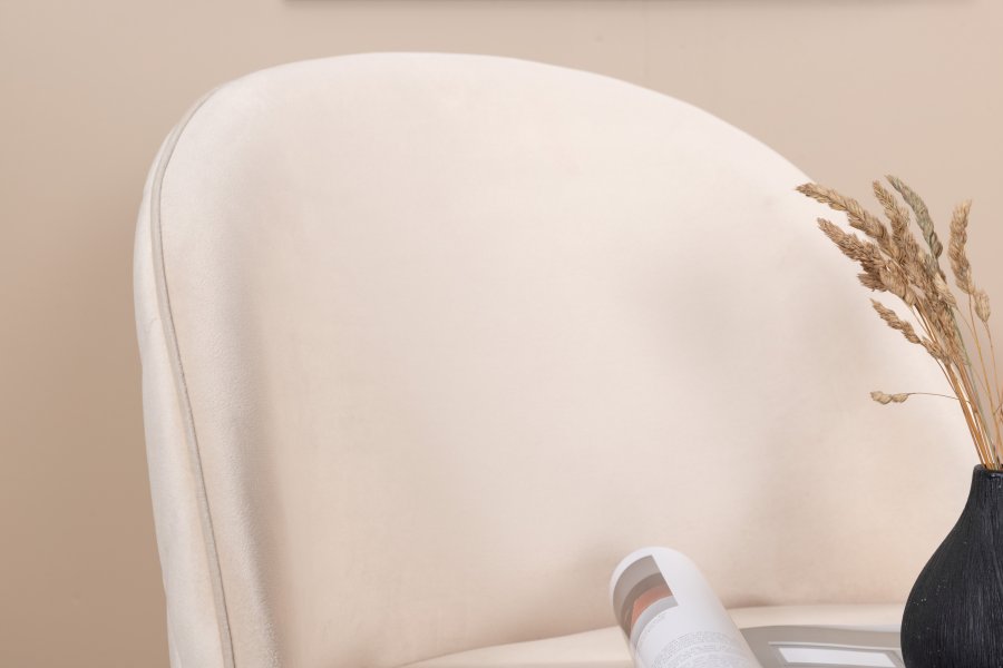 VENTURE DESIGN Velvet Stitches spisestuestol - beige flyel/polyester lin og svart stl