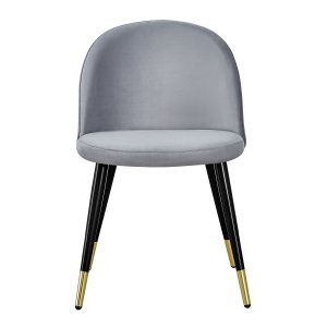 VENTURE DESIGN Velvet spisebordsstol, m. armln - gr velour og metal