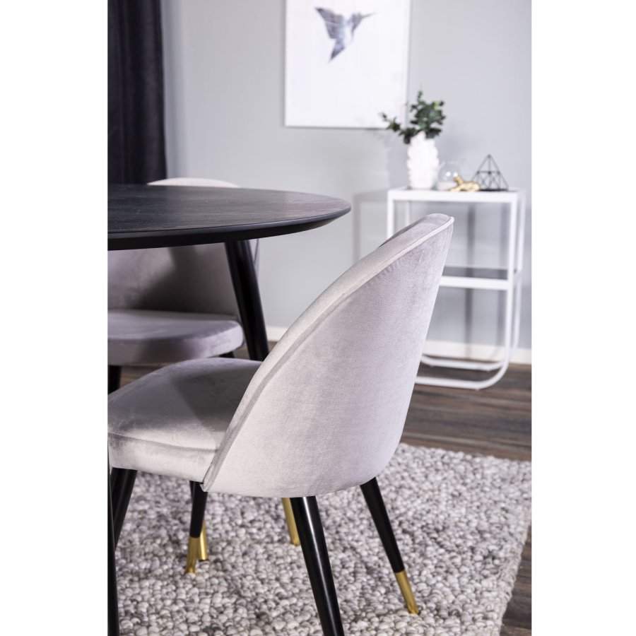 VENTURE DESIGN Spisebordstol i flyel, med armlener - gr velour og metall