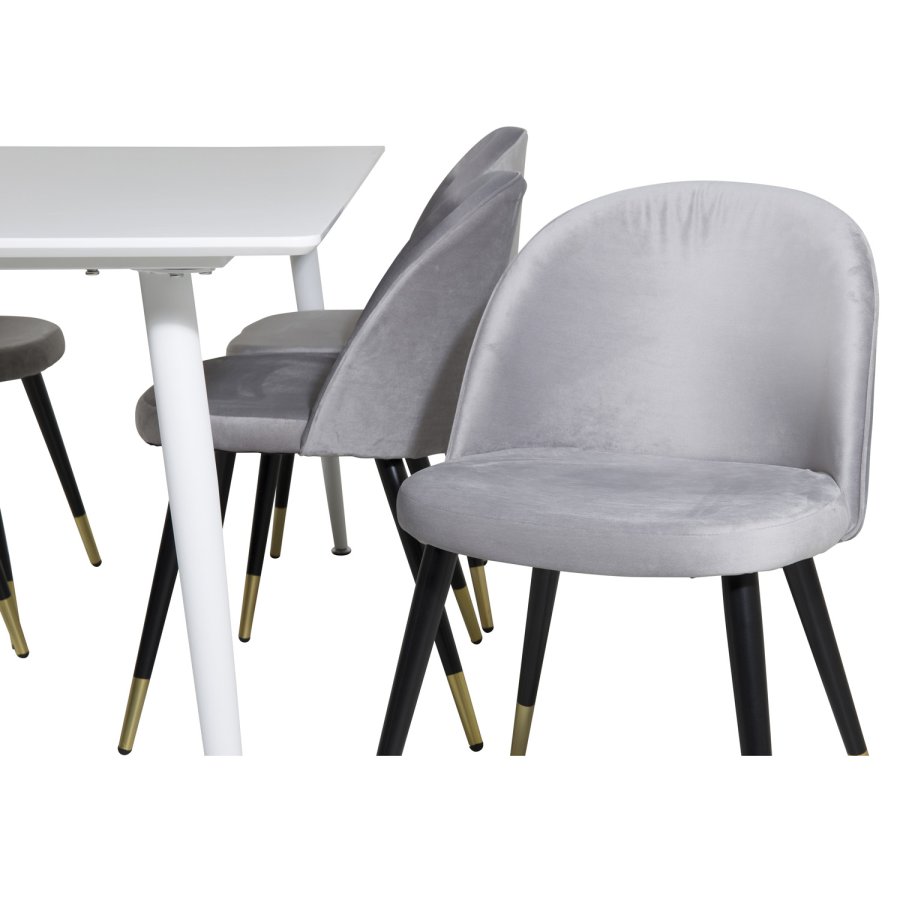 VENTURE DESIGN Spisebordstol i flyel, med armlener - gr velour og metall