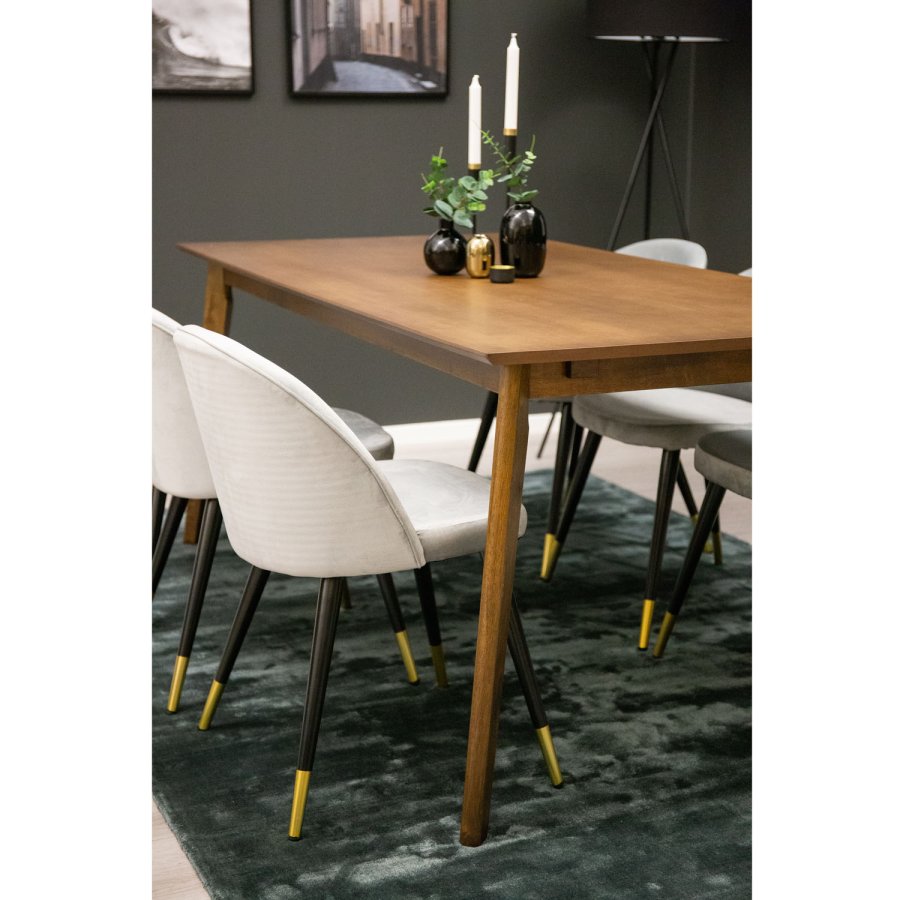 VENTURE DESIGN Spisebordstol i flyel, med armlener - gr velour og metall