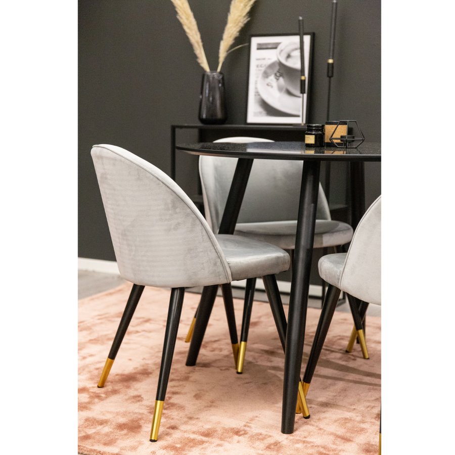 VENTURE DESIGN Spisebordstol i flyel, med armlener - gr velour og metall