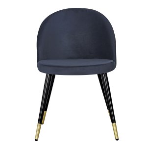 VENTURE DESIGN Velvet spisebordsstol, m. armln - sort velour og sort metal