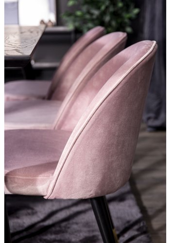 VENTURE DESIGN Spisebordstol i flyel, med armlener - gammelrosa velur og metall